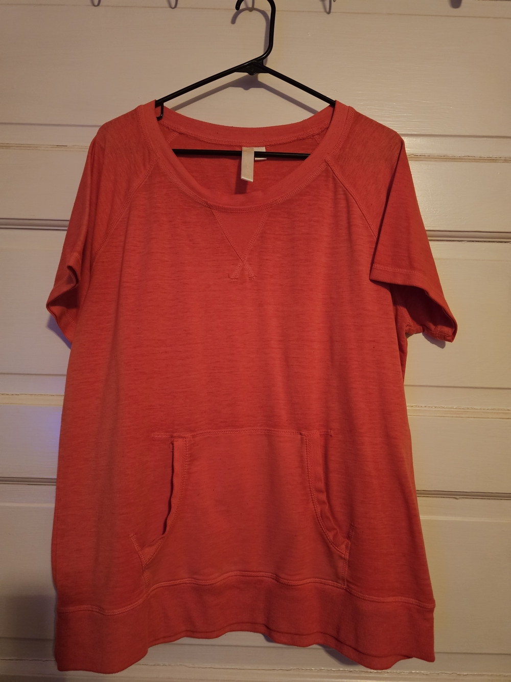 Green Tea Coral Short Sleeve Pullover Sweatshirt Lounge Top Pockets 2XL